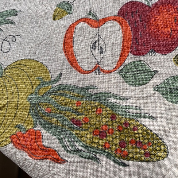 Vintage cotton harvest print tablecloth 50x60 - Picture 3 of 11